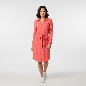 Crown & Ivy Coral Long Sleeve Dress